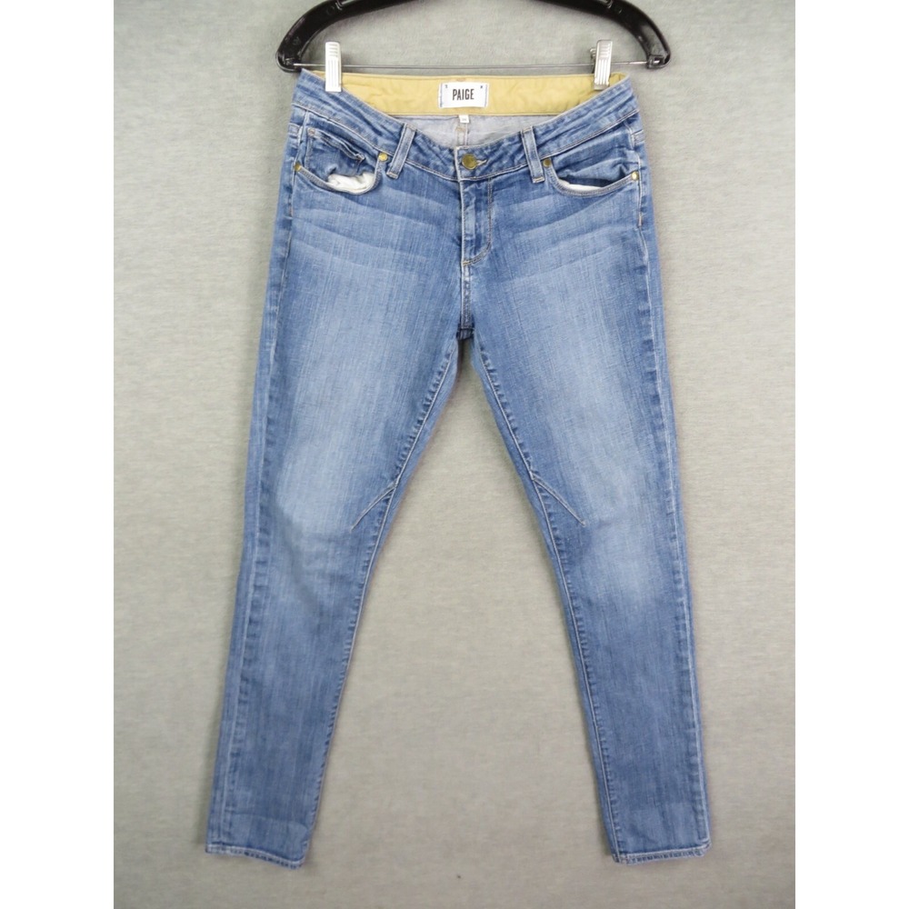 Paige Womens Jeans 26 Light Blue Denim Troy‎ Boy Skinny Mid Rise Classic Casual